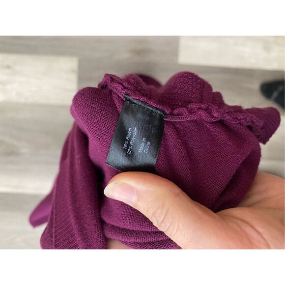 Lane Bryant Maroon Purple Short Sleeve Striped Knit Sweater, Size 26/28 (3XL) - Picture 8 of 9